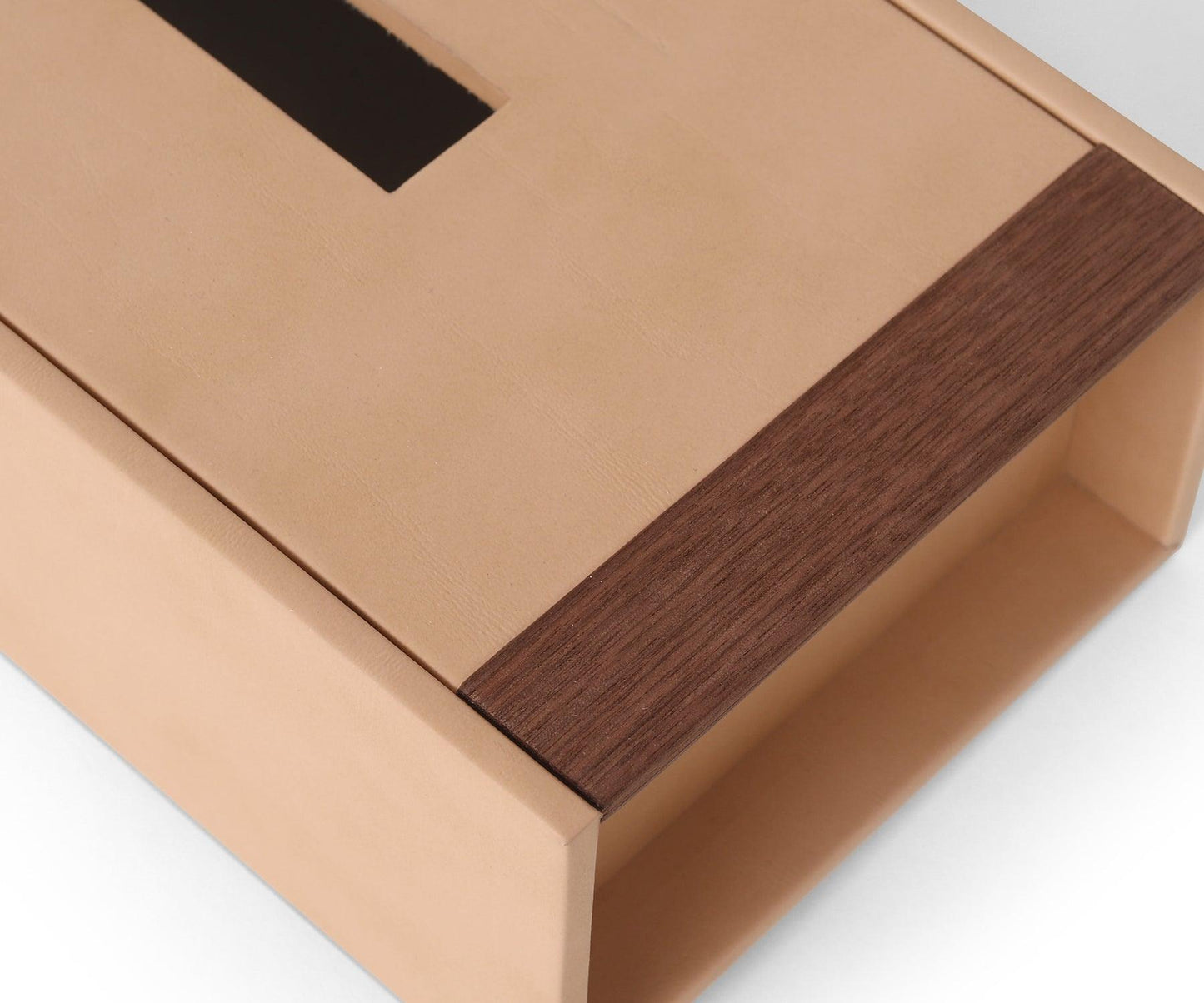 Buy Nude Tino Tissue Box - Made from Bonded Leather and Walnut Wood - Taamaa