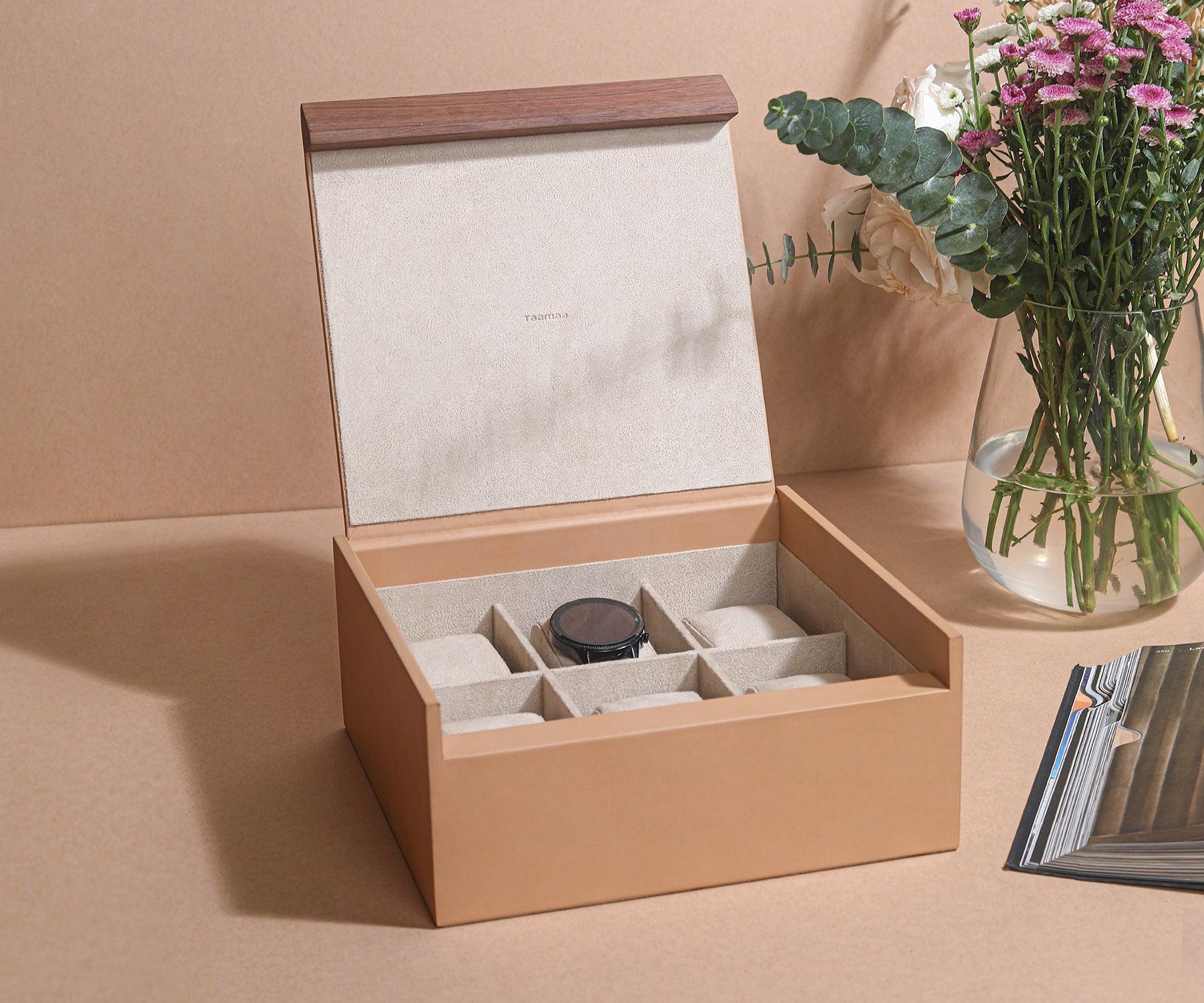 Buy Nude Tino Watch Organiser Box - Neatly Arrange 6 Watches - Taamaa