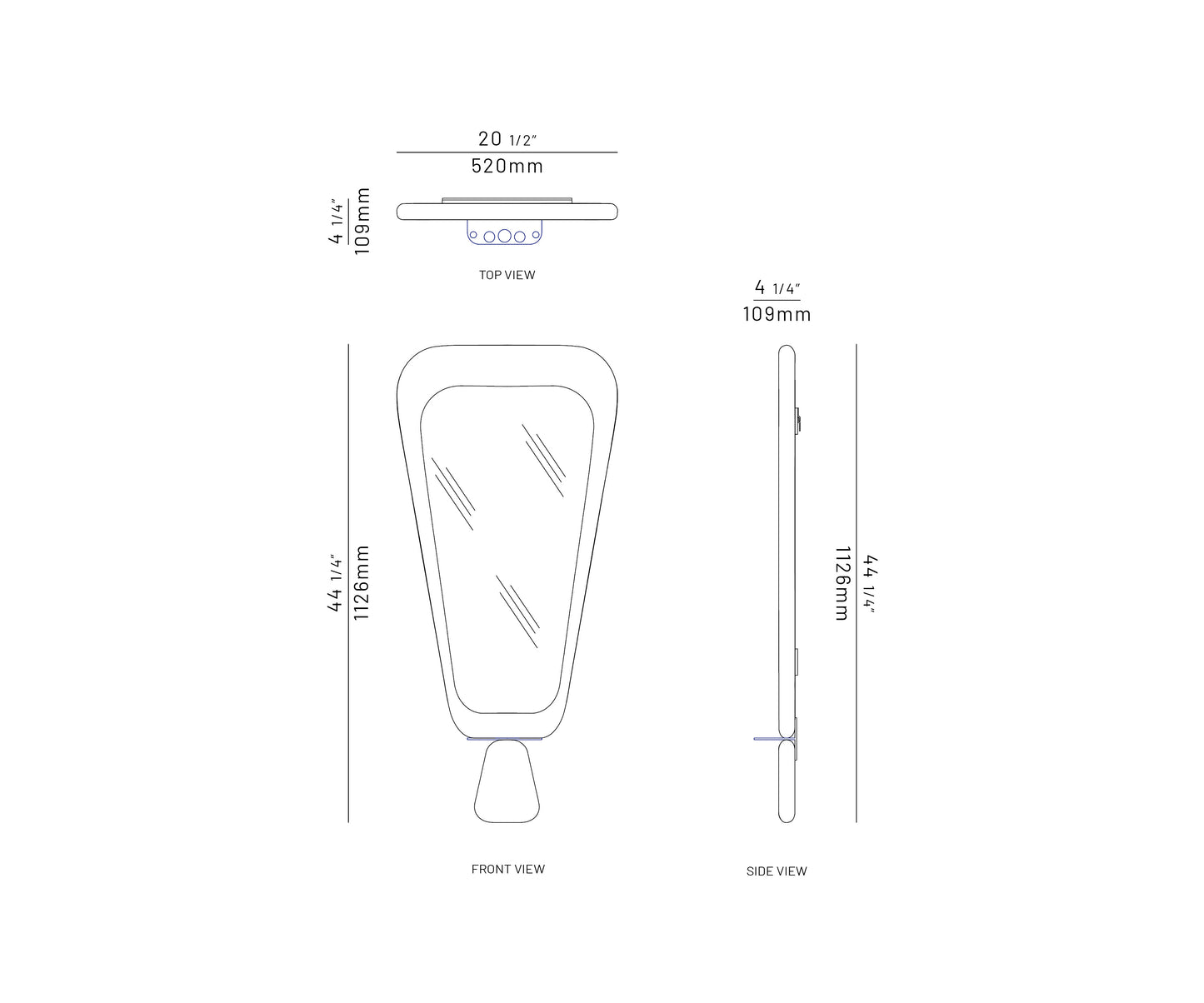 Halo brace wall mirror, Aqua