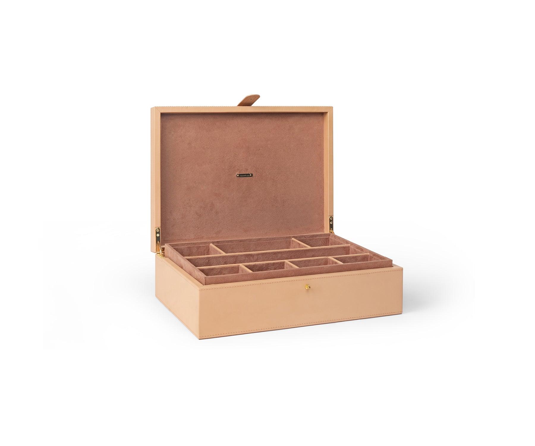 Buy Nude Tesoro Jewellery Box - Soft Faux Suede Lining - Taamaa