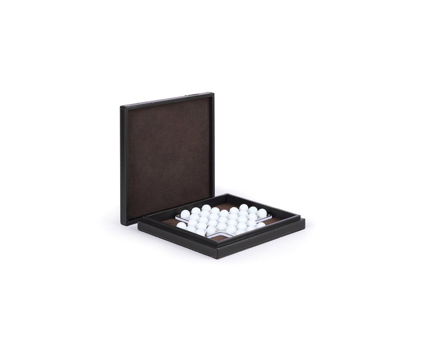 Buy Brown Brainvita Leisure Board Game - Sleek Upcycled Leather Case - Taamaa