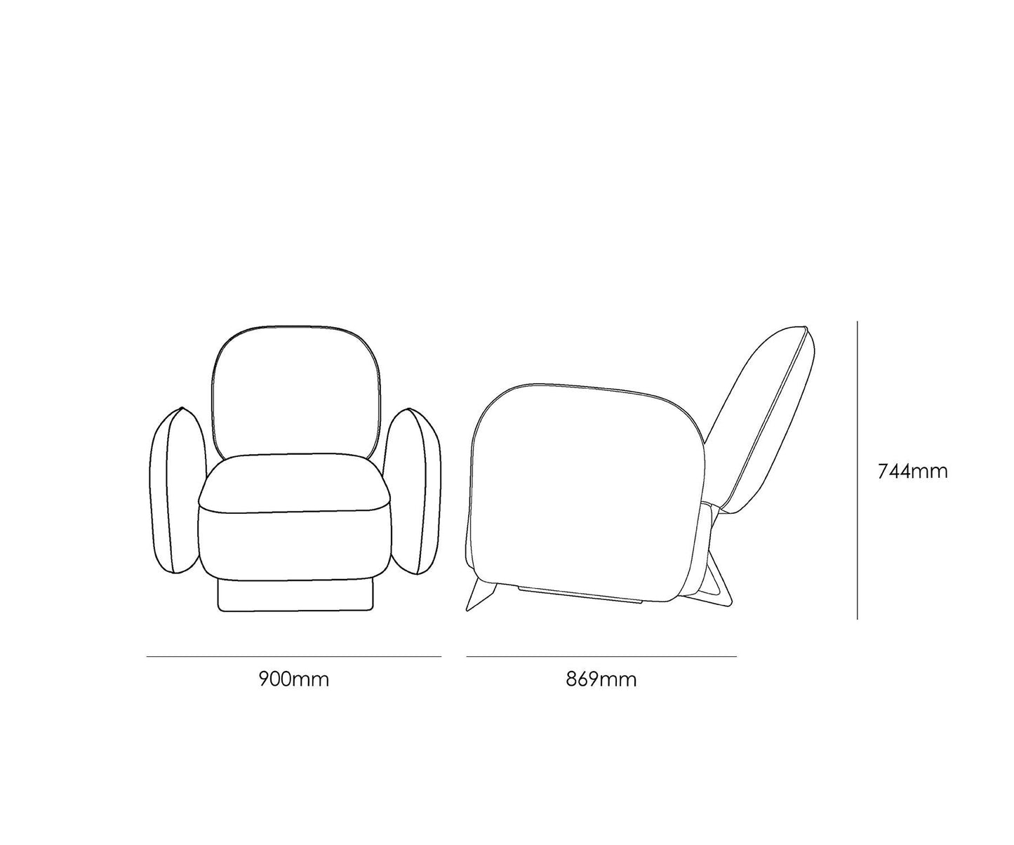 Rollu Lounge Chair - Dimensions - Taamaa