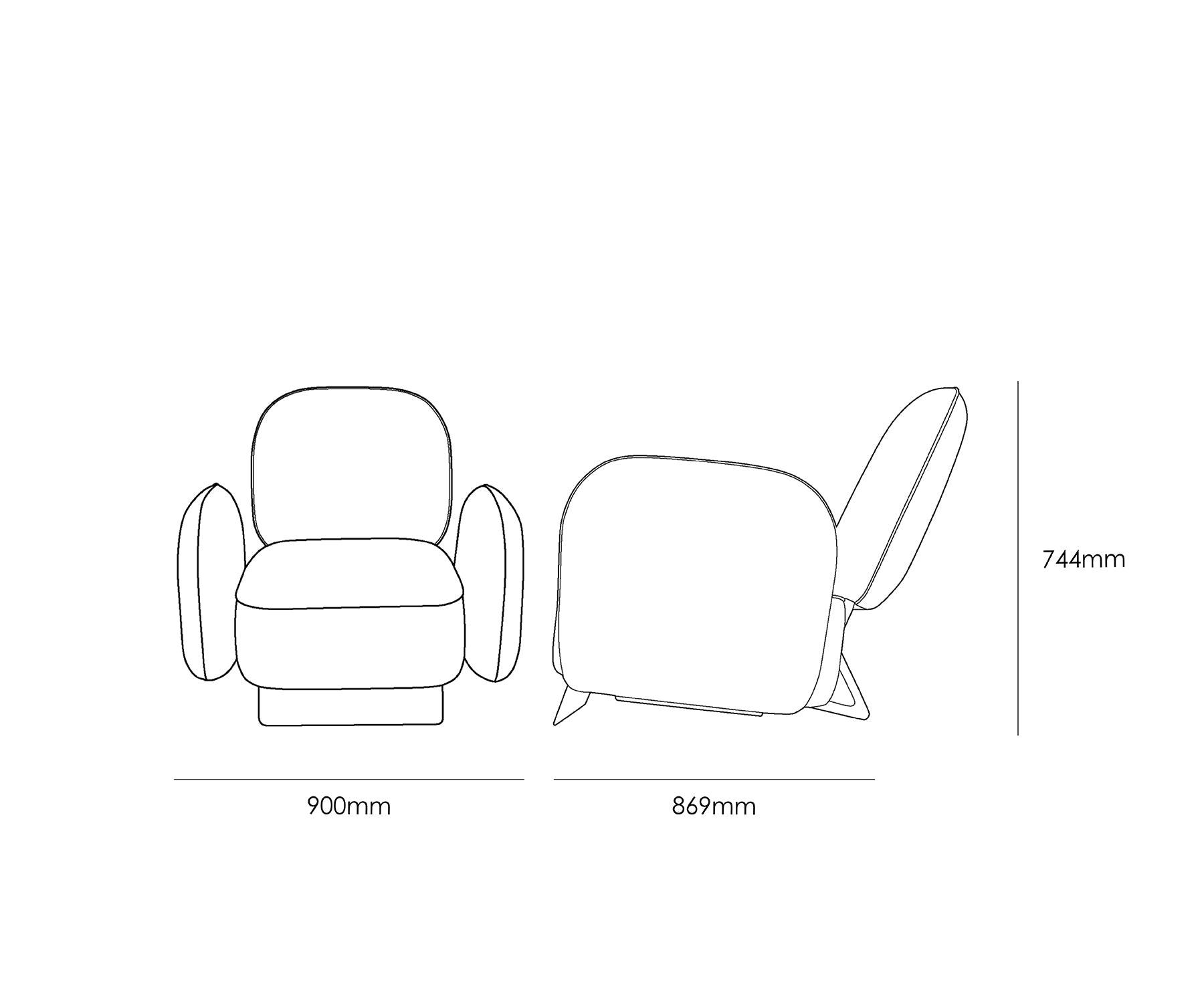 Rollu Lounge Chair - Dimensions - Taamaa