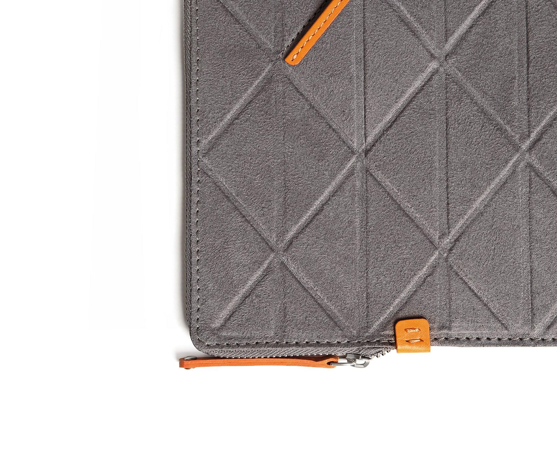 Buy Trigon Medium Grey Sleeve Bag - Faux Suede with Leather-Edged Pocket - Taamaa