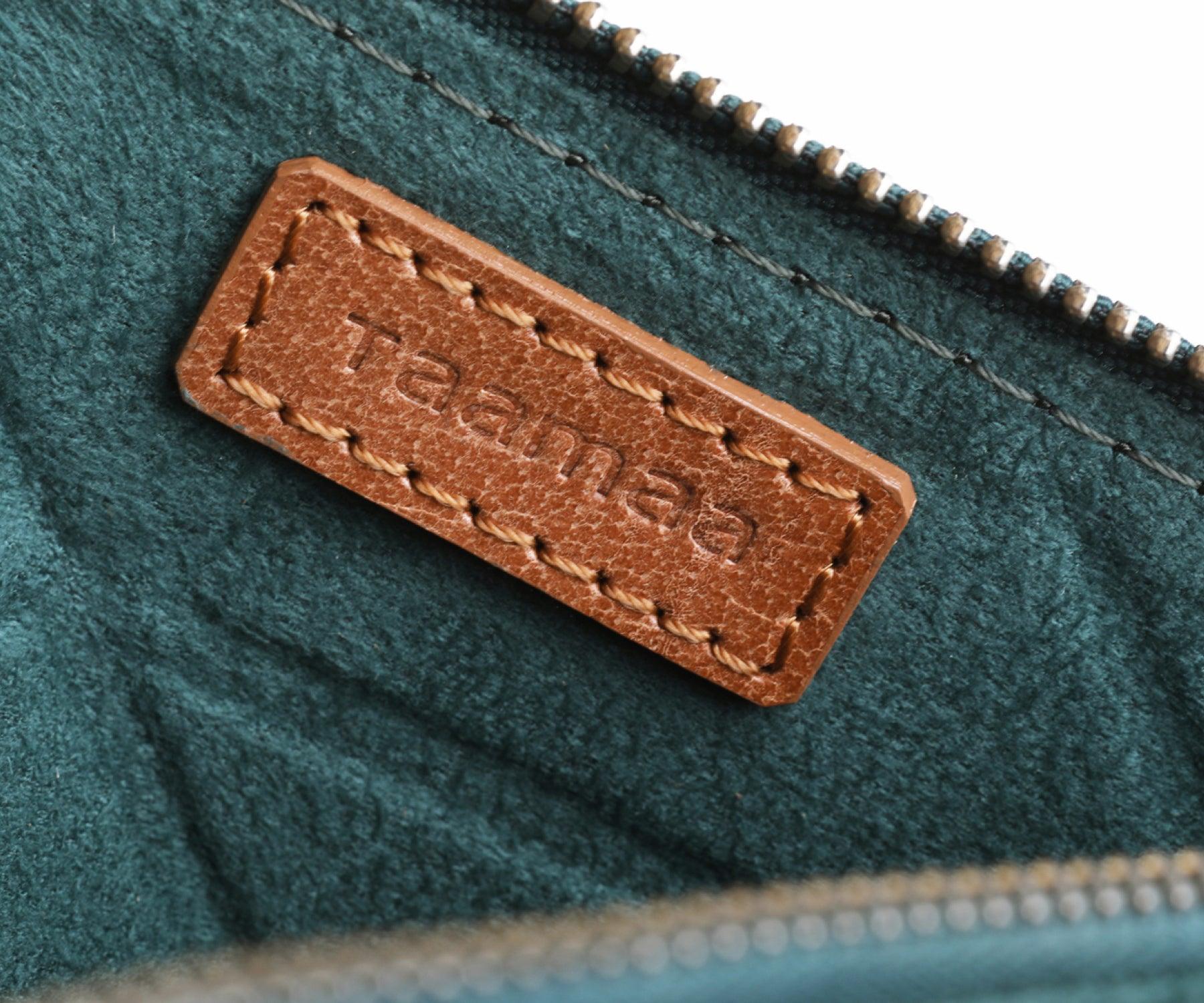 Buy Trigon Small Green Sleeve Bag - Faux Suede with Leather-Edged Pocket - Taamaa