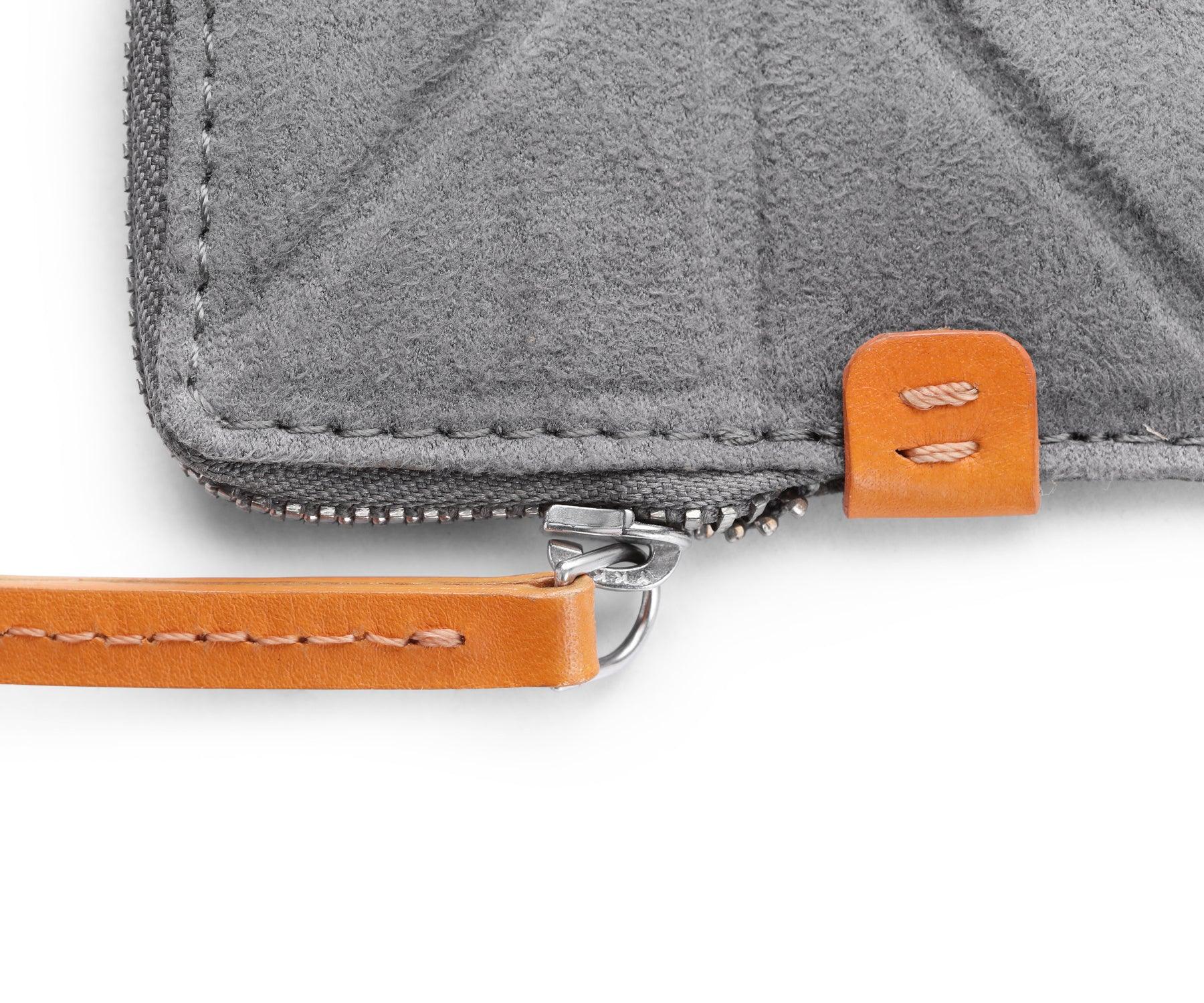 Buy Trigon Small Grey Sleeve Bag - Faux Suede with Leather-Edged Pocket - Taamaa