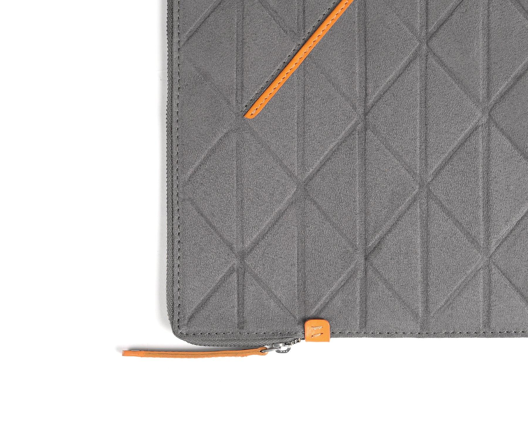 Buy Trigon Large Grey Sleeve Bag - Faux Suede with Leather-Edged Pocket - Taamaa